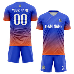 Benutzerdefinierte Fußball Trikots für Männer Frauen Personalisierte Fußball Uniformen für Erwachsene und Kind Blau&Orange