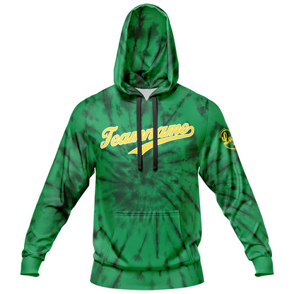 Benutzerdefiniert Krawattenfärben Sport-Hoodie-Oberteil und Hosen-Set Grün