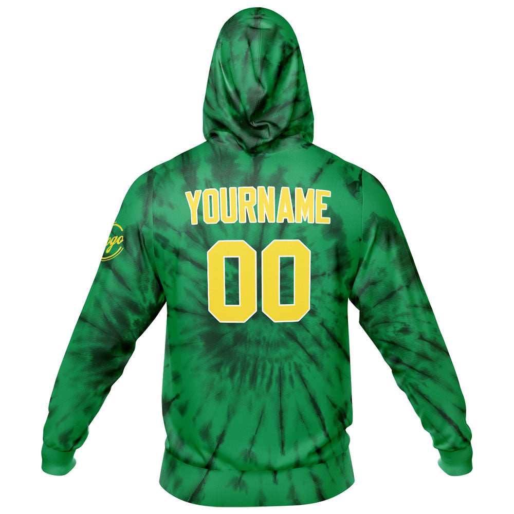 Benutzerdefiniert Krawattenfärben Sport-Hoodie-Oberteil und Hosen-Set Grün