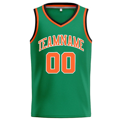 Benutzerdefinierte Authentisch  Basketball Trikot Kelly Grün-Orange-Weiß-Schwarz
