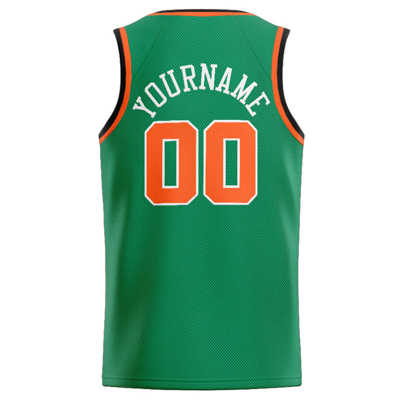 Benutzerdefinierte Authentisch  Basketball Trikot Kelly Grün-Orange-Weiß-Schwarz