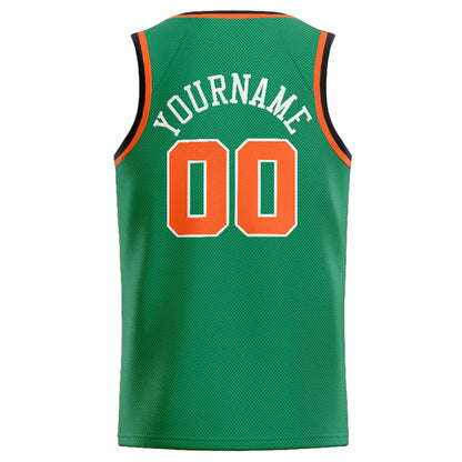 Benutzerdefinierte Authentisch  Basketball Trikot Kelly Grün-Orange-Weiß-Schwarz