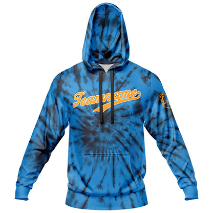 Benutzerdefiniert Krawattenfärben Sport-Hoodie-Oberteil und Hosen-Set Blau