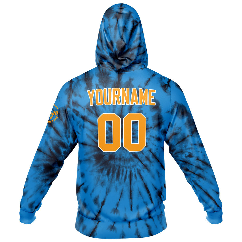 Benutzerdefiniert Krawattenfärben Sport-Hoodie-Oberteil und Hosen-Set Blau