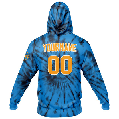Benutzerdefiniert Krawattenfärben Sport-Hoodie-Oberteil und Hosen-Set Blau