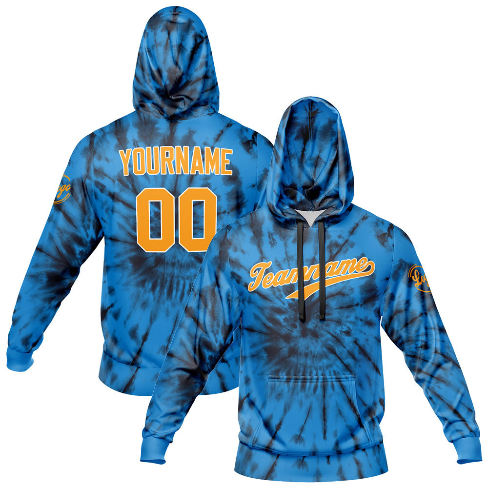 Benutzerdefiniert Krawattenfärben Sport-Hoodie-Oberteil und Hosen-Set Blau