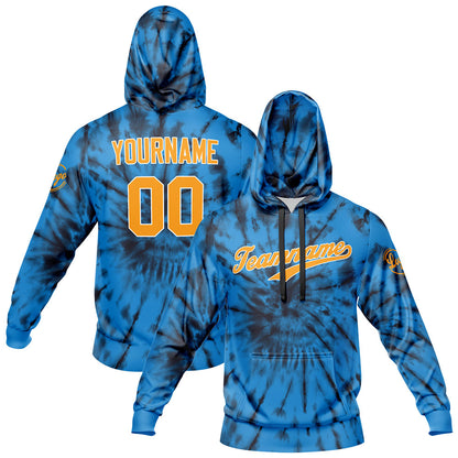 Benutzerdefiniert Krawattenfärben Sport-Hoodie-Oberteil und Hosen-Set Blau