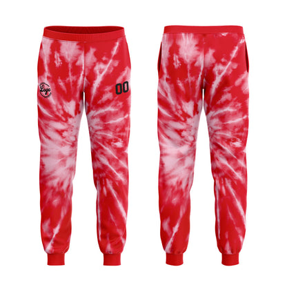 Benutzerdefiniert Krawattenfärben Sport-Hoodie-Oberteil und Hosen-Set Rot