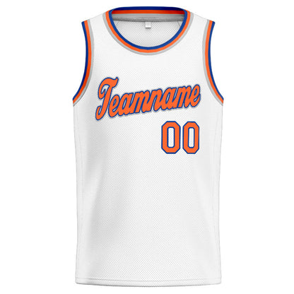 Benutzerdefinierte Authentisch  Basketball Trikot Weiß-Orange- königlich