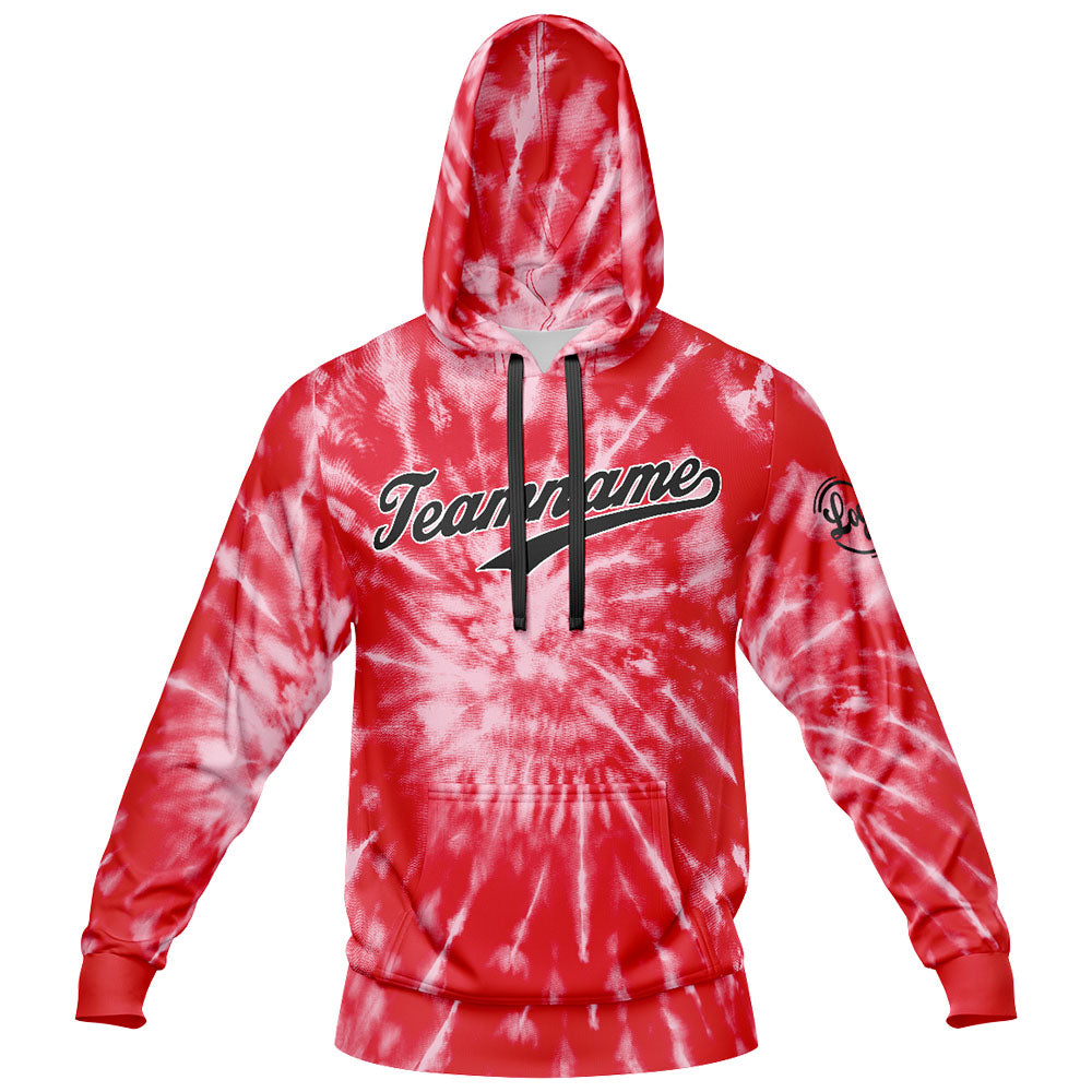 Benutzerdefiniert Krawattenfärben Sport-Hoodie-Oberteil und Hosen-Set Rot