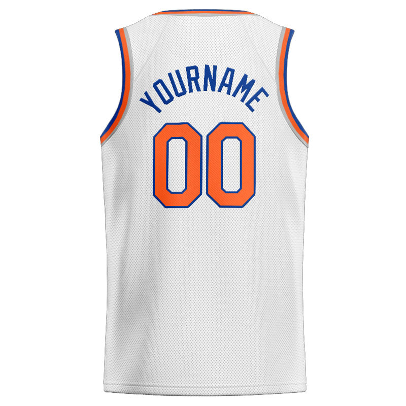 Benutzerdefinierte Authentisch  Basketball Trikot Weiß-Orange- königlich
