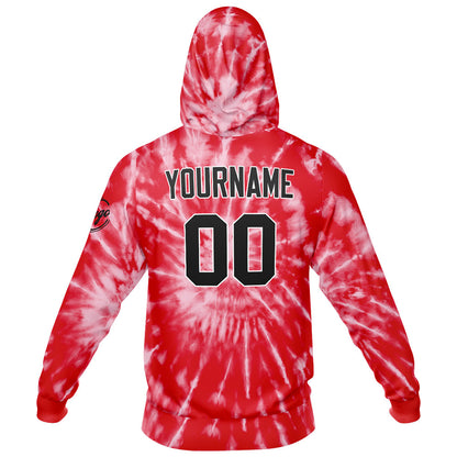 Benutzerdefiniert Krawattenfärben Sport-Hoodie-Oberteil und Hosen-Set Rot