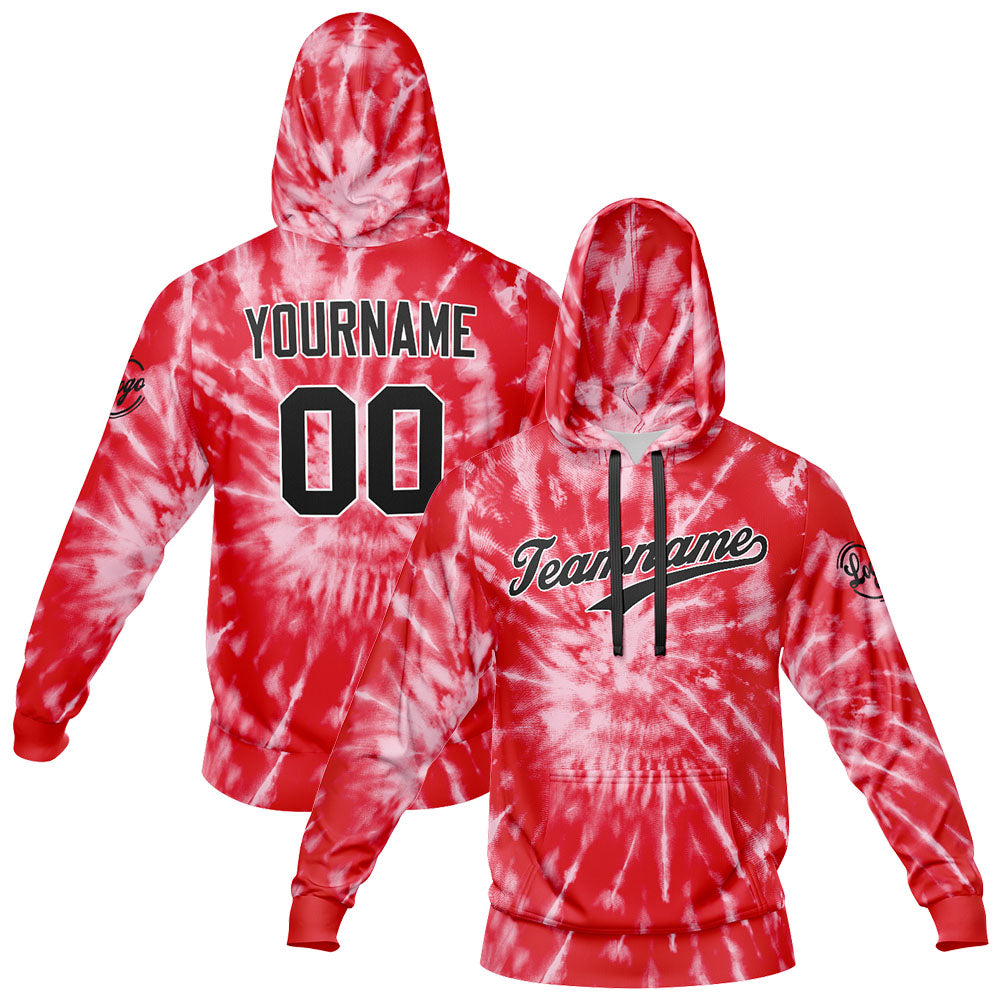 Benutzerdefiniert Krawattenfärben Sport-Hoodie-Oberteil und Hosen-Set Rot