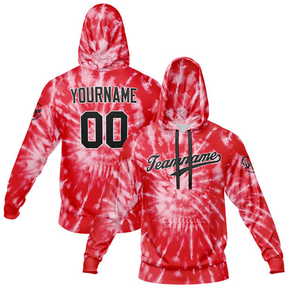 Benutzerdefiniert Krawattenfärben Sport-Hoodie-Oberteil und Hosen-Set Rot
