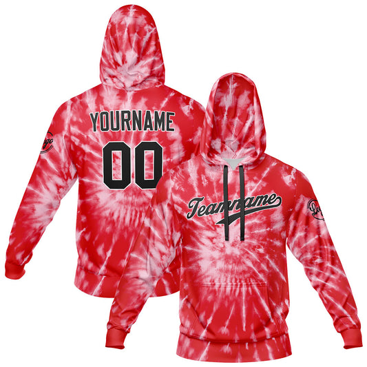 Benutzerdefiniert Krawattenfärben Sport-Hoodie-Oberteil und Hosen-Set Rot
