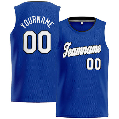 Benutzerdefinierte Authentisch  Basketball Trikot Königlich- Weiß-Grau-Schwarz