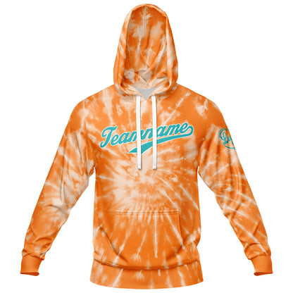 Benutzerdefiniert Krawattenfärben Sport-Hoodie-Oberteil und Hosen-Set Orange