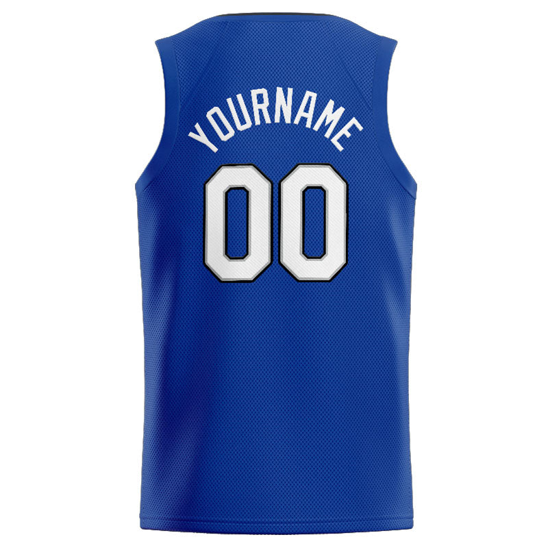 Benutzerdefinierte Authentisch  Basketball Trikot Königlich- Weiß-Grau-Schwarz