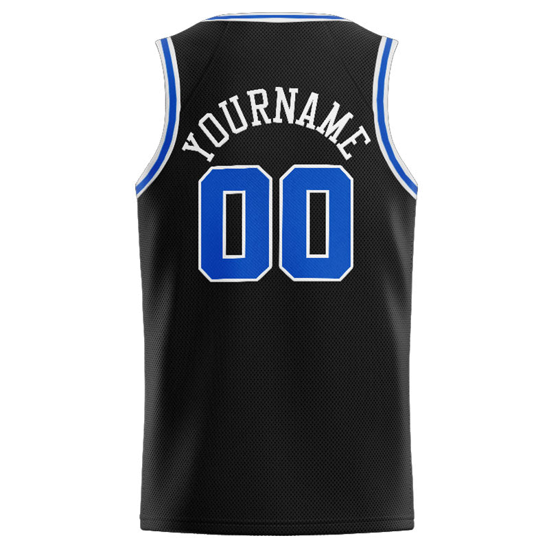 Benutzerdefinierte Authentisch  Basketball Trikot Schwarz- Weiß- königlich
