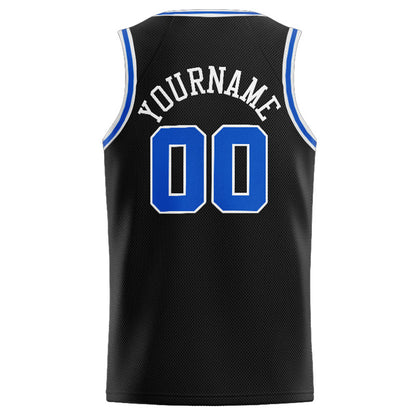 Benutzerdefinierte Authentisch  Basketball Trikot Schwarz- Weiß- königlich