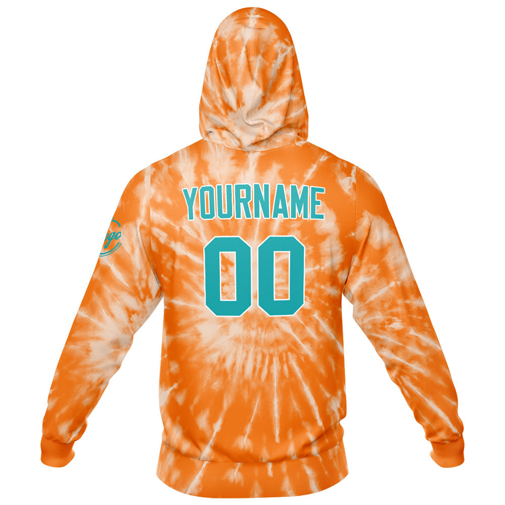 Benutzerdefiniert Krawattenfärben Sport-Hoodie-Oberteil und Hosen-Set Orange