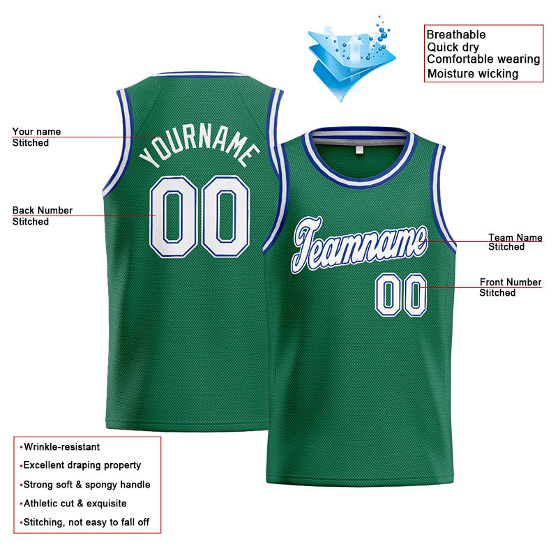 Benutzerdefinierte Authentisch  Basketball Trikot Kelly Grün-Weiß- königlich