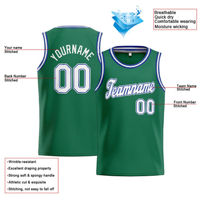 Benutzerdefinierte Authentisch  Basketball Trikot Kelly Grün-Weiß- königlich