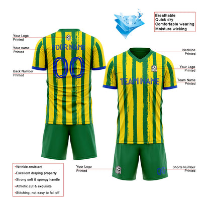 Benutzerdefinierte Fußballuniform Jersey Kinder Erwachsene Personalisiertes Set Jersey Shirt Gelb