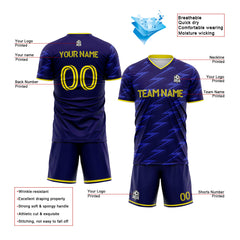 Benutzerdefinierte Fußballuniform Jersey Kinder Erwachsene Personalisiertes Set Jersey Shirt Blau