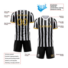 Benutzerdefinierte Fußballuniform Jersey Kinder Erwachsene Personalisiertes Set Jersey Shirt Schwarz