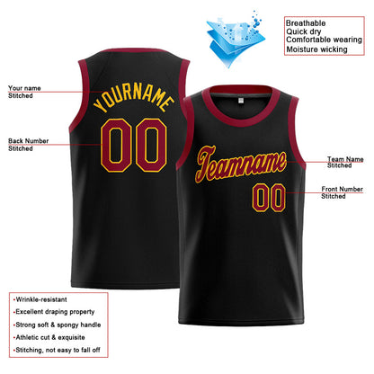 Benutzerdefinierte Authentisch  Basketball Trikot Schwarz-Purpur-Gelb
