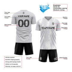 Benutzerdefinierte Fußballuniform Jersey Kinder Erwachsene Personalisiertes Set Jersey Shirt Grau