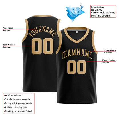 Benutzerdefinierte Authentisch  Basketball Trikot Schwarz-Glod