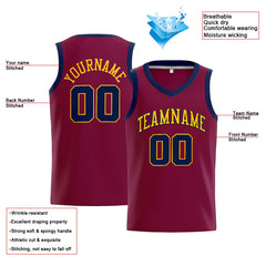 Benutzerdefinierte Authentisch  Basketball Trikot Purpur-Gelb-Marine