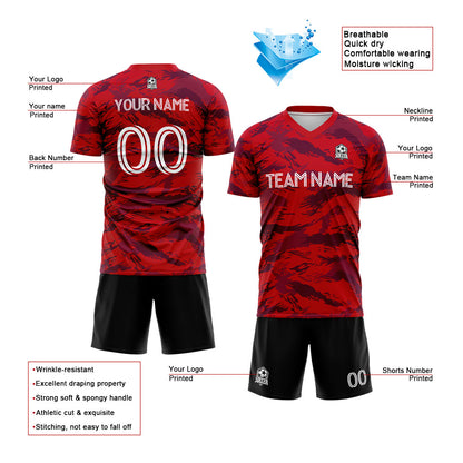 Benutzerdefinierte Fußballuniform Jersey Kinder Erwachsene Personalisiertes Set Jersey Shirt Rot