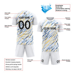 Benutzerdefinierte Fußballuniform Jersey Kinder Erwachsene Personalisiertes Set Jersey Shirt Weiß