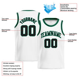 Benutzerdefinierte Authentisch  Basketball Trikot Weiß- Kelly Grün-Schwarz