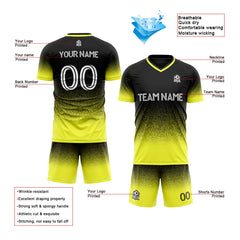 Benutzerdefinierte Fußballuniform Jersey Kinder Erwachsene Personalisiertes Set Jersey Shirt Gelb