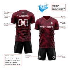 Benutzerdefinierte Fußballuniform Jersey Kinder Erwachsene Personalisiertes Set Jersey Shirt Rot