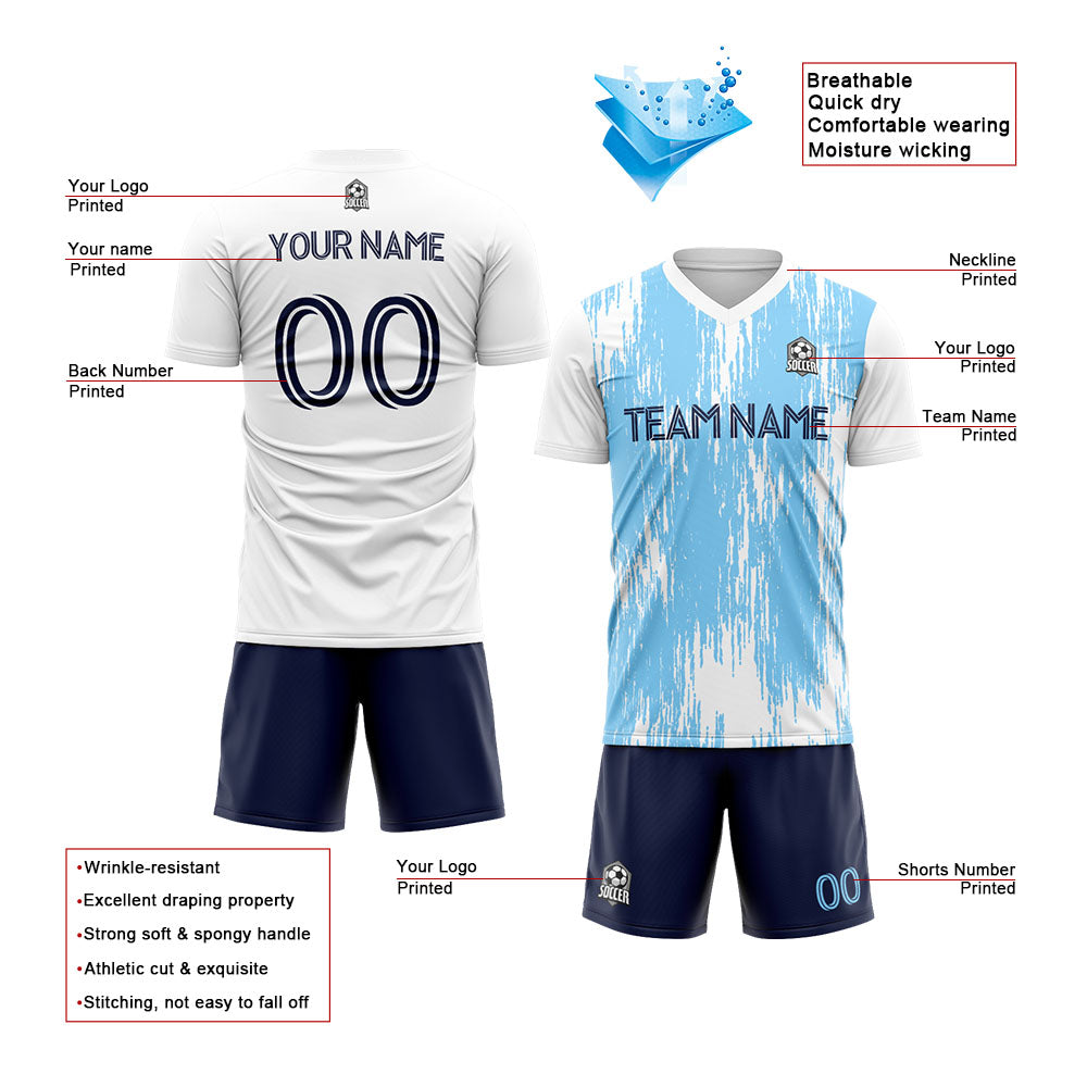 Benutzerdefinierte Fußballuniform Jersey Kinder Erwachsene Personalisiertes Set Jersey Shirt Weiß