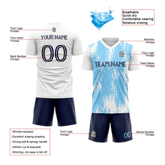 Benutzerdefinierte Fußballuniform Jersey Kinder Erwachsene Personalisiertes Set Jersey Shirt Weiß