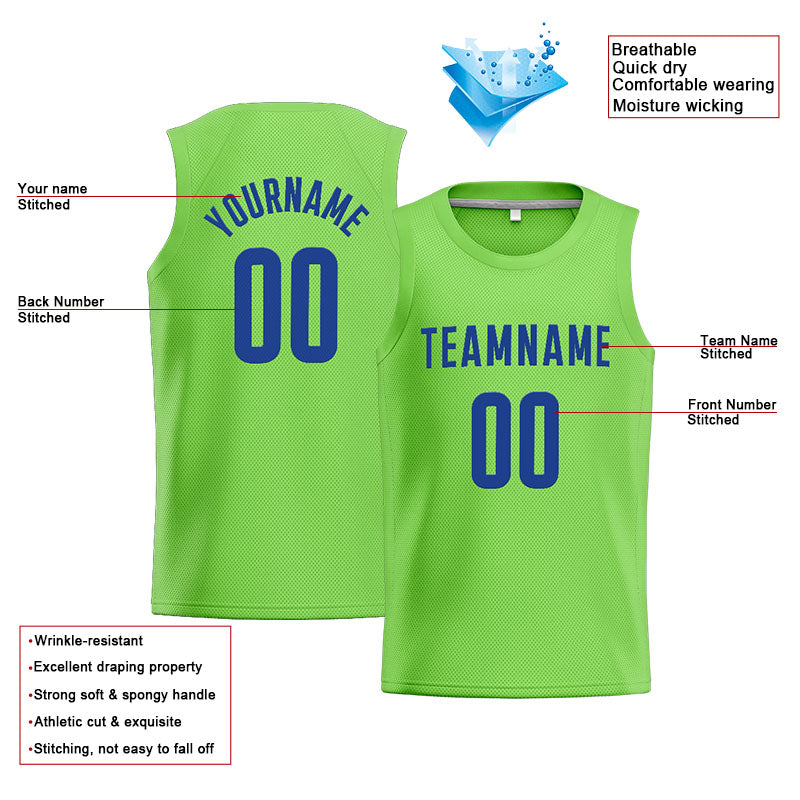 Benutzerdefinierte Authentisch  Basketball Trikot Neongrün- Königlich