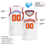 Benutzerdefinierte Authentisch  Basketball Trikot Weiß-Orange-Lila