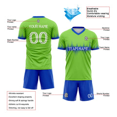 Benutzerdefinierte Fußballuniform Jersey Kinder Erwachsene Personalisiertes Set Jersey Shirt Grün