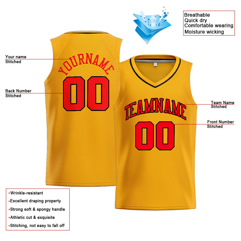 Benutzerdefinierte Authentisch  Basketball Trikot Gelb-Rot-Marine