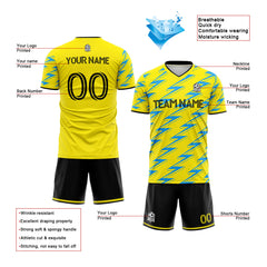 Benutzerdefinierte Fußballuniform Jersey Kinder Erwachsene Personalisiertes Set Jersey Shirt Gelb