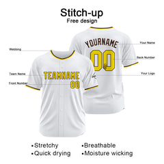 Benutzerdefinierte Authentisch Baseball-Trikot Weiss Netz