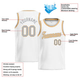 Benutzerdefinierte Authentisch  Basketball Trikot Weiß-Grau-Gold
