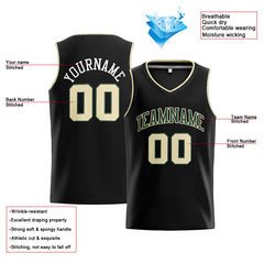 Benutzerdefinierte Authentisch  Basketball Trikot Schwarz-Creme-Grün