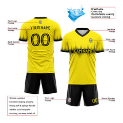 Benutzerdefinierte Fußballuniform Jersey Kinder Erwachsene Personalisiertes Set Jersey Shirt Gelb